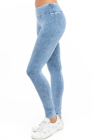 Flat Waist Ankle Legging (Style W-452, Light Blue Mineral Wash MW7) by Hard Tail Forever