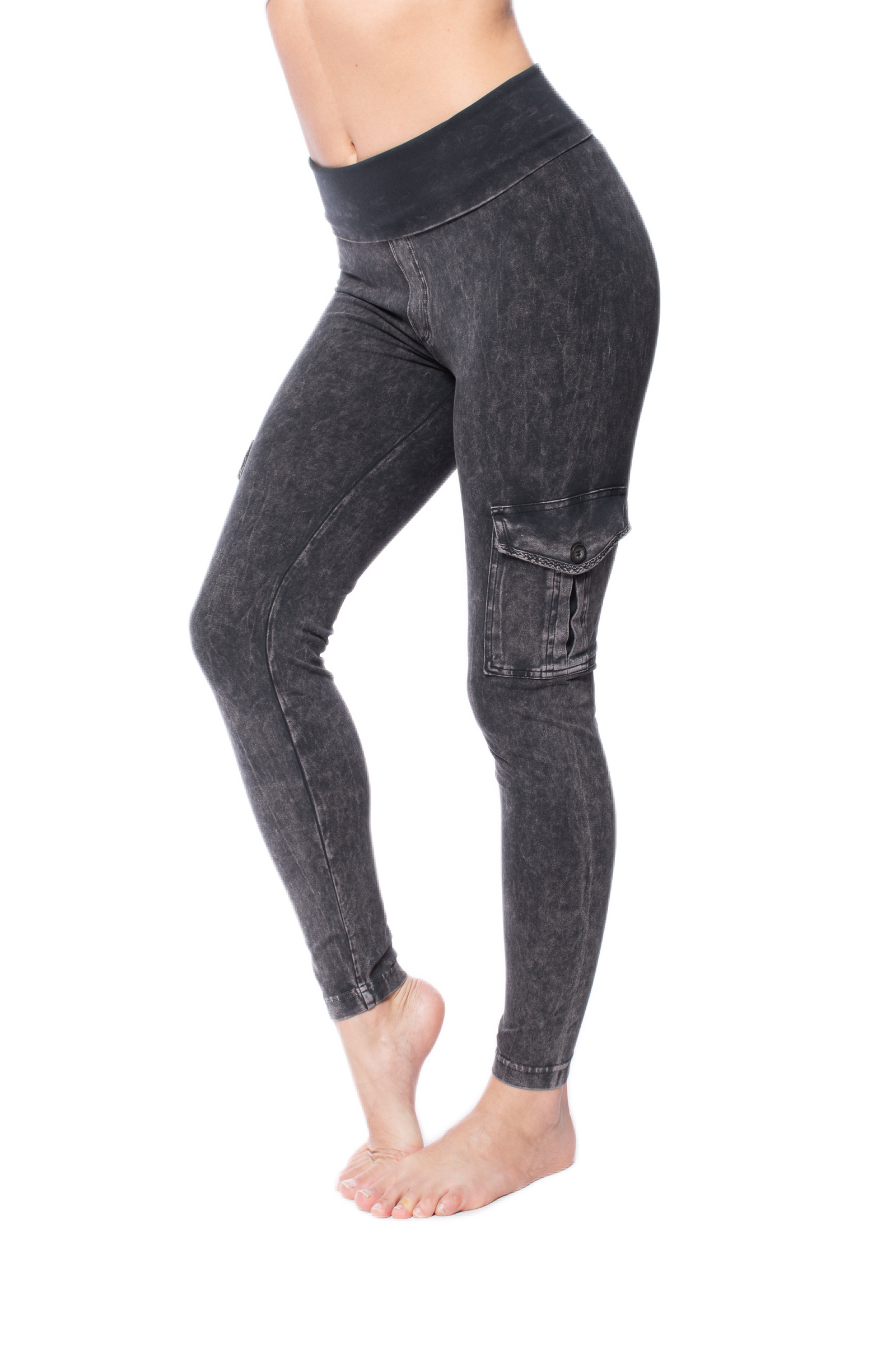 Roll Down Knee Legging (Style W-394, Past Midnight) by Hard Tail