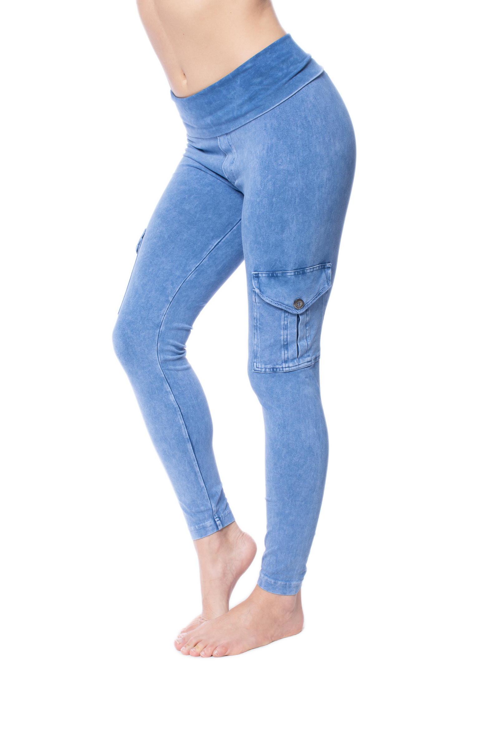 High Rise Ankle Legging (Style W-566, Light Blue Mineral Wash MW7