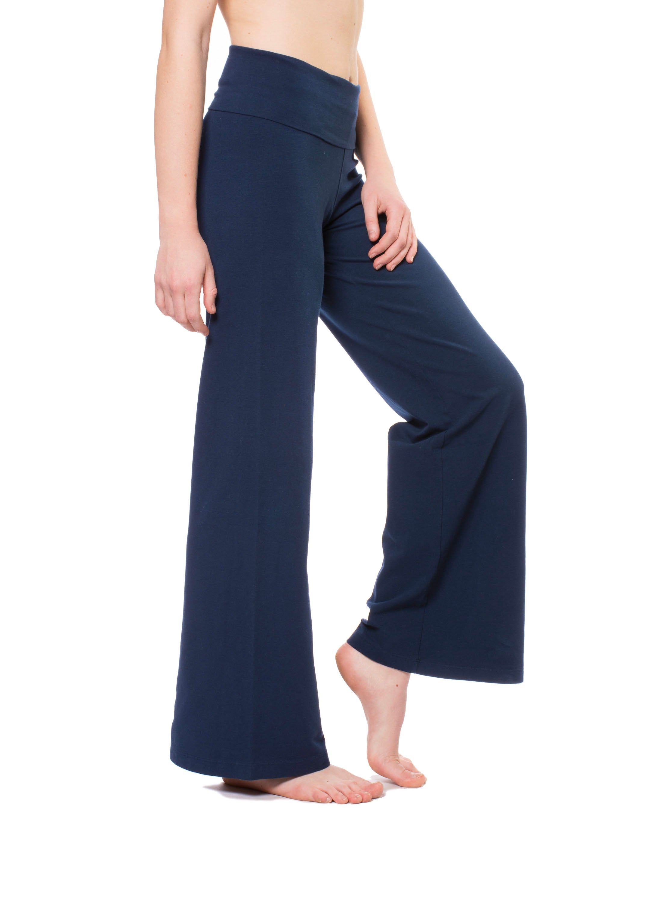 Wide Leg Roll Down Pants (Style W-326, Navy) by Hard Tail Forever